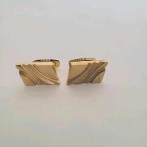 Yves Saint Laurent YSL Gold Tone Silver‎ 925 Logo Cufflinks Designer Retro